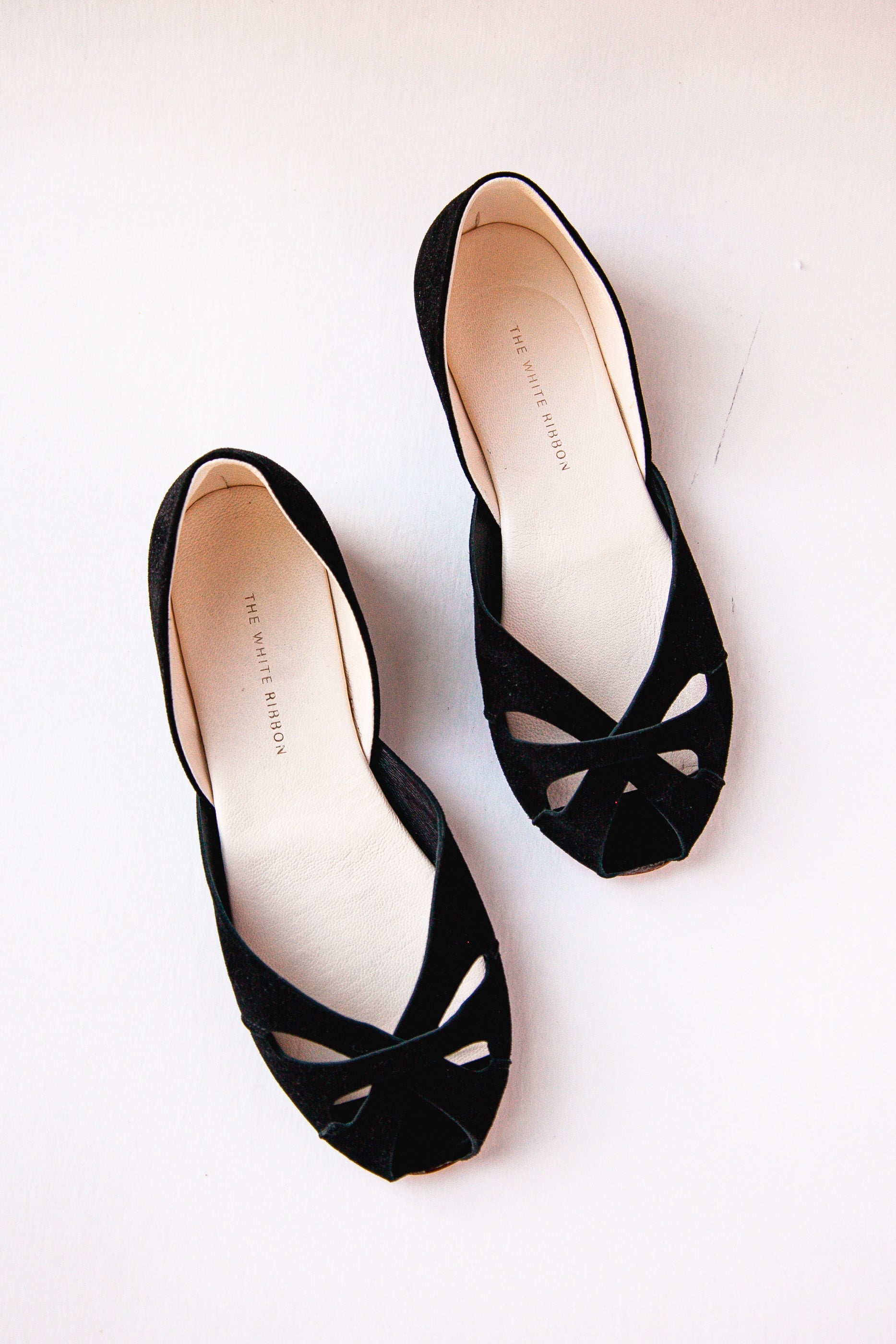 Ella Ballet Flats Black Nubuck Thewhiteribbon