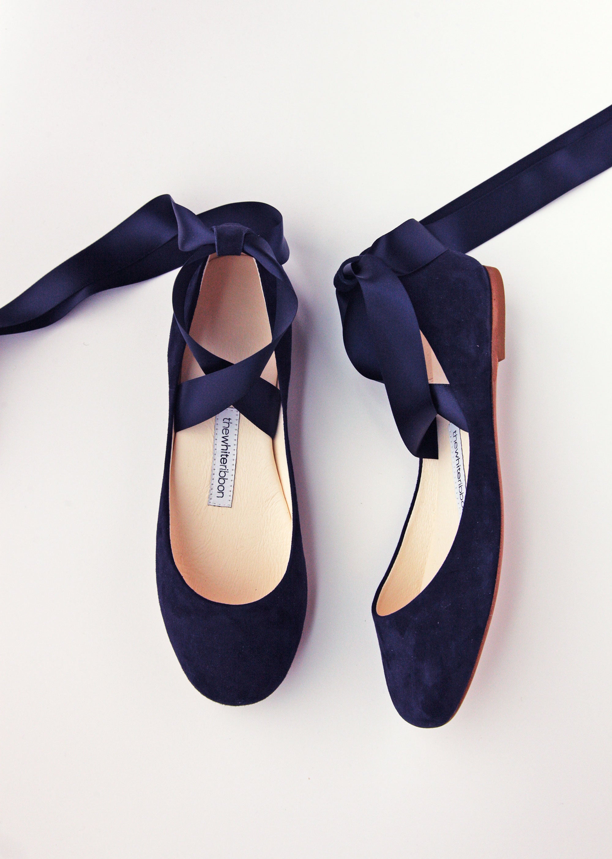 Sienna Ballet Flats Navy Nubuck Thewhiteribbon