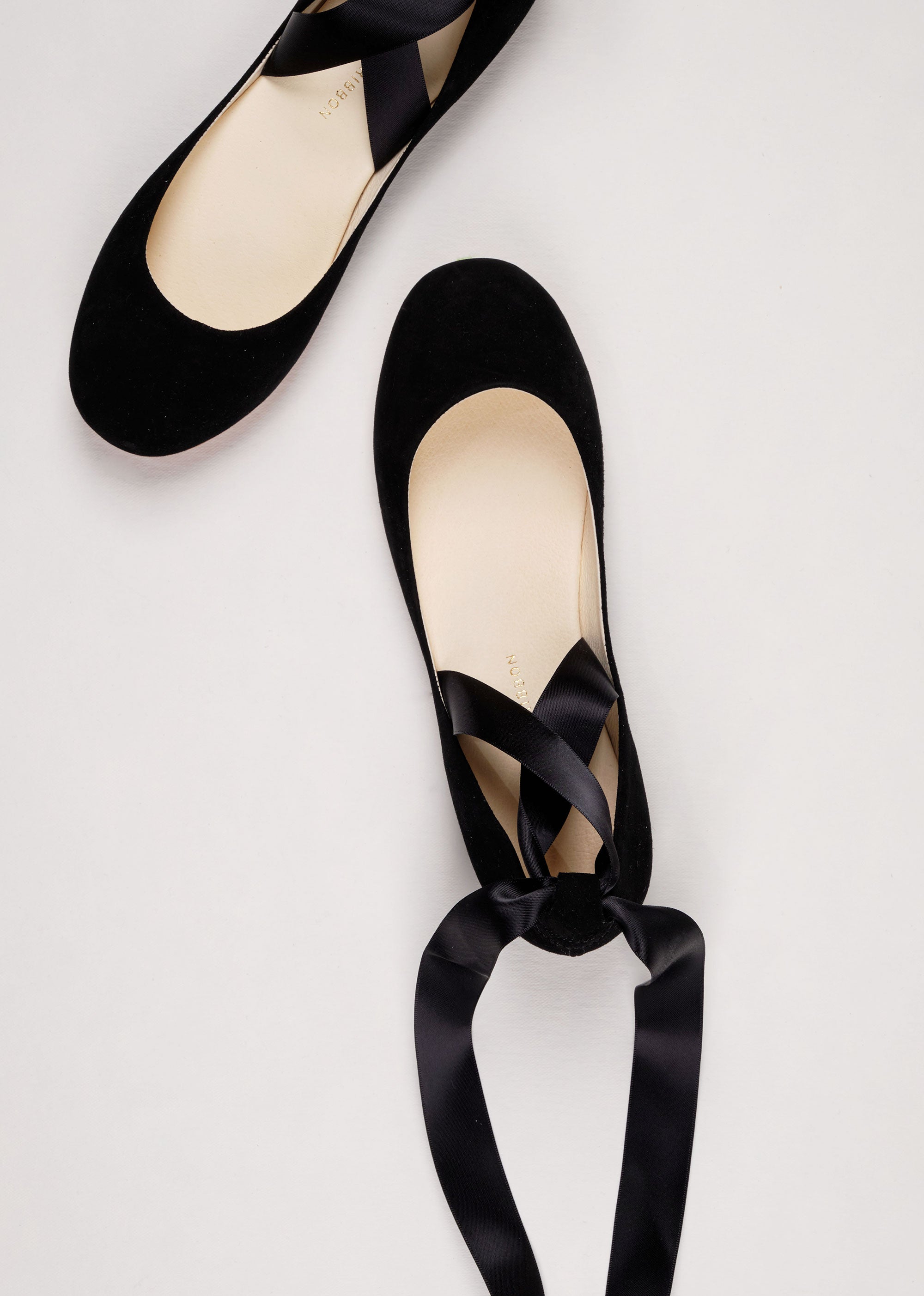 The Swan Ballet Flats In Black Nubuck Thewhiteribbon