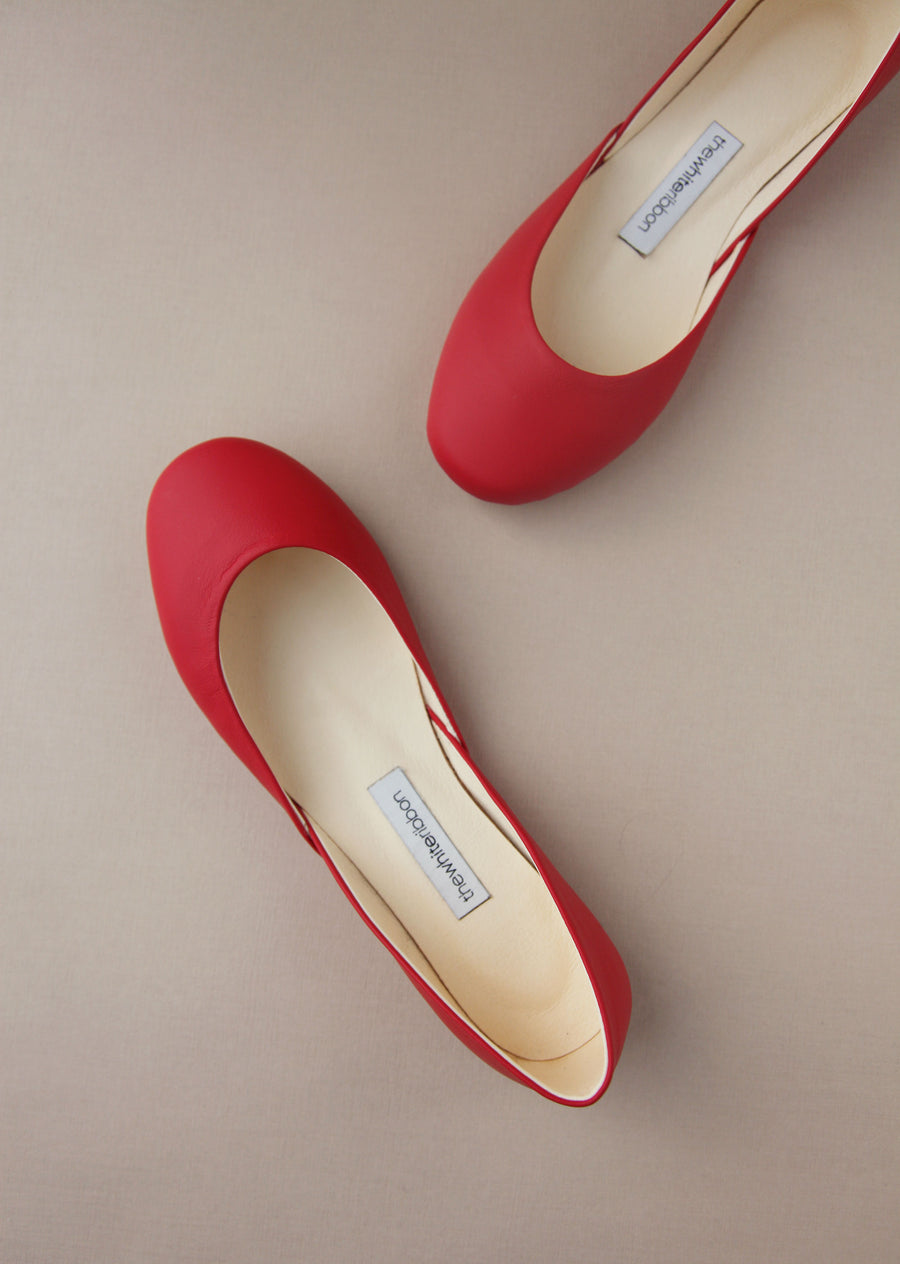 THEA BALLET FLATS – RUBY RED – thewhiteribbon